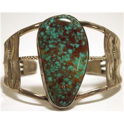 Old Pawn Navajo Crow Springs Turquoise Sterling Silver Cuff Bracelet - ADY