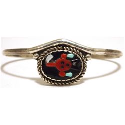 Old Pawn Zuni Multi-Stone Inlay Mudhead Face Sterling Silver Cuff Bracelet - Beverly Etsate