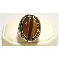 Navajo Tiger's Eye Sterling Silver Women's Ring - Herman Lee