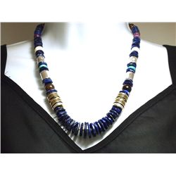 Navajo Lapis Lazuli & Multi-Stone Sterling Silver Necklace - Tommy Singer
