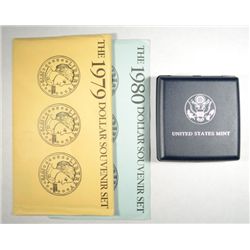 1979 AND 1980 SUSAN B ANTONY SOUVENIR SETS + 1999 Pf. SBA  MISSING CERT.