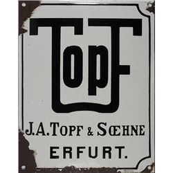 J. A. TOPF & SONS CREMATORIA MANUFACTURERS' PORCELAIN SIGN