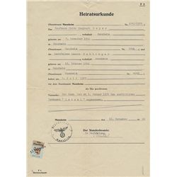 NAZI MARRIAGE CERTIFICATE FOR A JEW