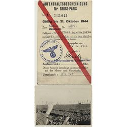 ORIGINAL HITLER PHOTO AND RESIDENCY PASS