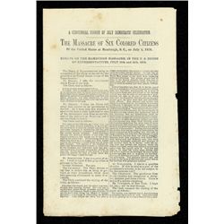 HAMBURG MASSACRE OF BLACKS IMPRINT