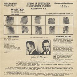 JOHN DILLINGER WANTED POSTER