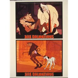 2 Original 101 Dalmatians Lobby Cards Disney w/Cruella