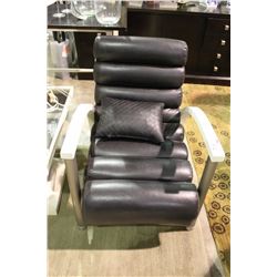 BLACK LEATHER SIDE CHAIR