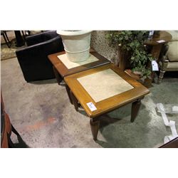 2 STONE INLAYED SIDE TABLES