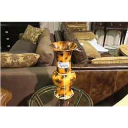 2 DECOR ITEMS - VASE & MAHOGANY GALLERY TRAY