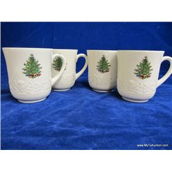 Cuthbertson Original Christmas Tree Dickens Embossed Coffee Mugs (set of 4)