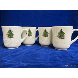Cuthbertson Original Christmas Tree Dickens Embossed Coffee Mugs (set of 4)