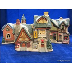 3 lighted Christmas Village Buildings