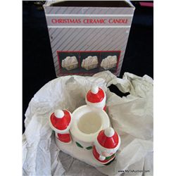 Ceramic Christmas Santa Candle Holder