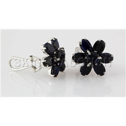 Natural Sapphire 21.51CTW Silver Flower Earring