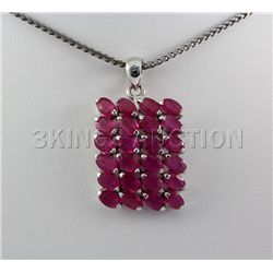 25.74CTW Pink Ruby Cluster Design Silver Pendant