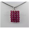 Image 1 : 25.74CTW Pink Ruby Cluster Design Silver Pendant