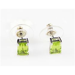 10K Peridot Emerald Cut Earring