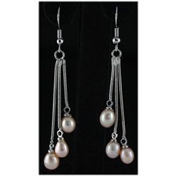 Natural 4.44g Freshwater Dangling Silver Earring