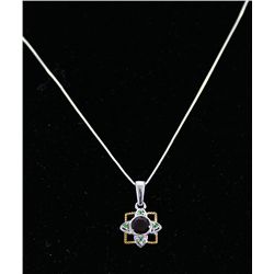 Sterling Green Amethyst Garnet Necklace