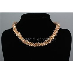 333.4CTW 18" PEACH RICE PEARL NECKLACE METAL LOCK PHILI