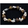 Image 2 : 134.65CTW 8" TIGER EYE FRESHWATER PEARL WITH CORAL BRAC