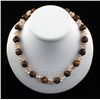 Image 1 : 313.95CTW 18" TIGER EYE FRESHWATER PEARL WITH CORAL NEC