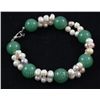 Image 2 : 140.81CTW 8" GREEN FRESHWATER PEARL WITH CORAL BRACELET