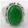Image 1 : Natural Oval Jade Set in Sterling Silver Ring, Size 7