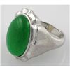 Image 2 : Natural Oval Jade Set in Sterling Silver Ring, Size 7