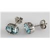 Image 1 : Simple 9.41CTW Stud Blue Zircon Silver Earring