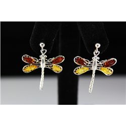 Sterling Amber Deagonfly Earring