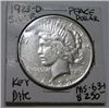 Image 1 : 1923-D PEACE SILVER DOLLAR KEY DATE RED BOOK VALUE IS $250.00 *RARE MS-63+ HIGH GRADE*!!