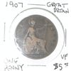 Image 1 : 1907 GREAT BRITAIN ONE PENNY WORLD BOOK VALUE IS $5.00 *RARE VERY FINE GRADE*!!