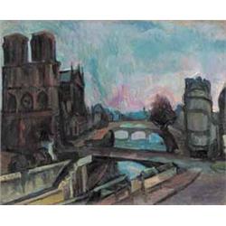 Perlrott Csaba Vilmos (1880-1955), Notre Dame a Szajna hidakkal, 1926 körül