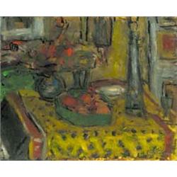 Czóbel Béla (1883-1976), Asztali csendélet sárga terítovel, 1962.