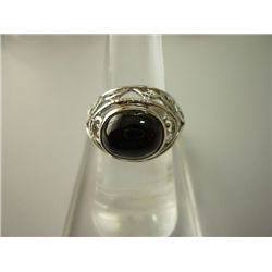 30.25 CTW BLACK STAR RING .925 STERLING SILVER