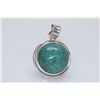 Image 1 : 29.46 CTW EMERALD CABUSHION PENDANT .925 STERLING SILVE