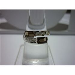 12.00 ctw Smoky Topaz  4*6 Octagonal RING .924 STERLING