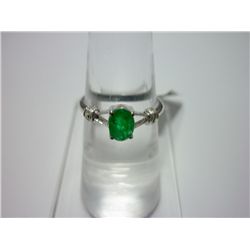 NATURAL 14.75 CTW EMRLED RING .925 STERLING SILVER