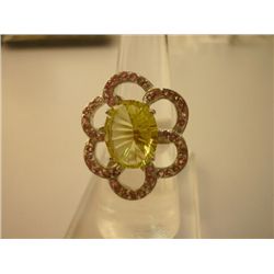 42.25 CTW LEMON TOPAZ AND CITRINE RING .925 STERLING SI
