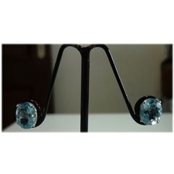 16.00 ctw Blue Topaz Sky 8*10 Oval earring .925 sterlin
