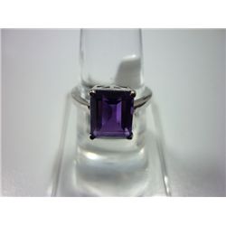 NATURAL 14.00 CTW  AMETHYST RING .925 STERLING SILVER