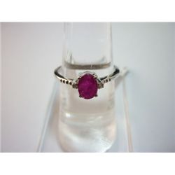 NATURAL 9.75 CTW RUBY and DIAMOND RING .925 STERLING S