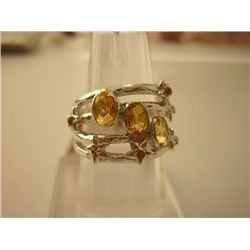 37.25 CTW CITRINE RING .925 STERLING SILVER