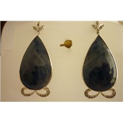 68.00 CTW SAPPHIRE AND DIAMOND EARRING AND PENDANT SET