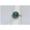 Image 1 : 23.10 CTW EMERALD CABUSHION RING .925 STERLING SILVER