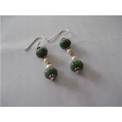 35.80 ctw Emerald earrings .925 Sterling
