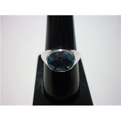 NATURAL 27.50 CTW BLUE TOPAZ RING .925 STERLING SILVER