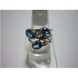 33.75 CTW BLUE TOPAZ RING .925 STERLING SILVER